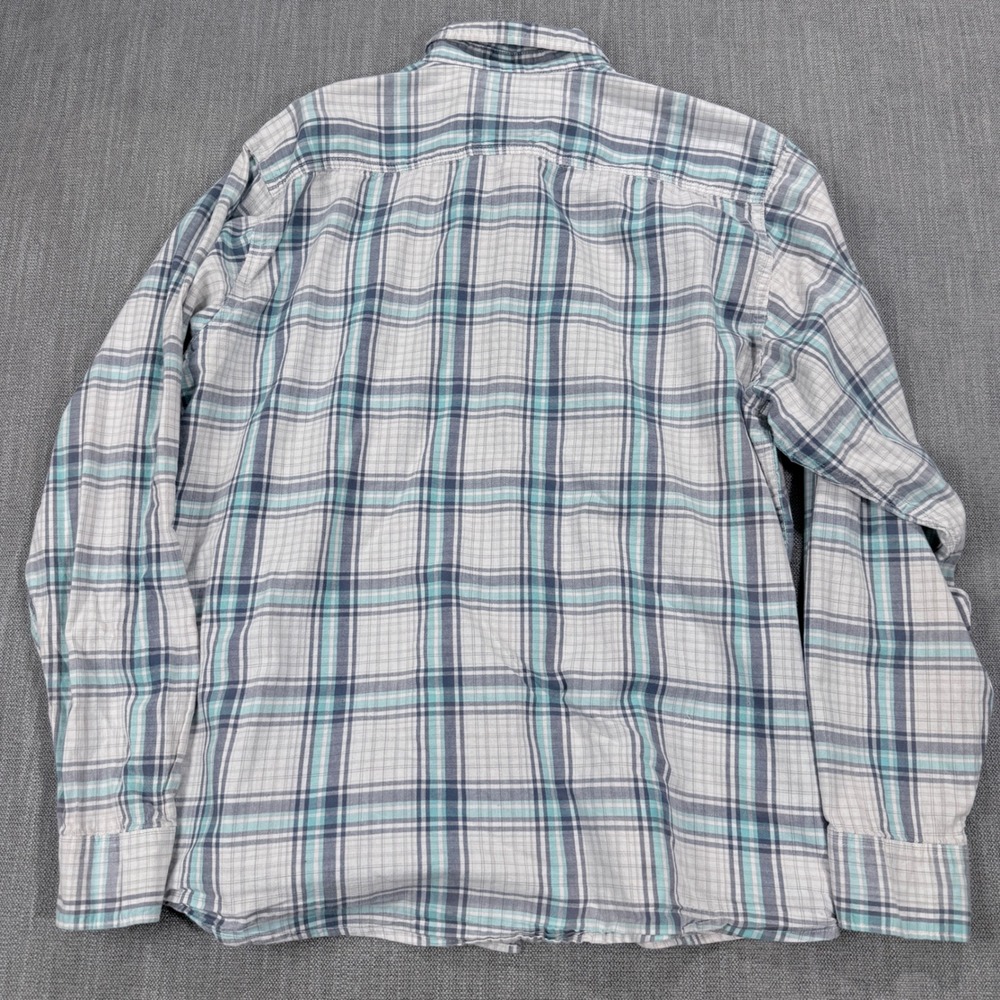 Wrangler Premium Quality Mens XXL Plaid Button Down Shirt Teal White Long Sleeve - Picture 3 of 3